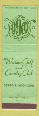 Matchbook Cover - Western Golf and Country Club Detroit MI GREEN WEAR
