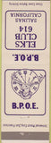 Matchbook Cover - Elks Club Salinas CA