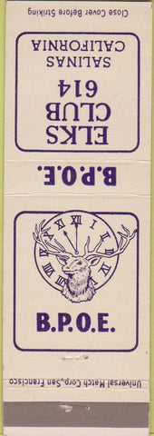 Matchbook Cover - Elks Club Salinas CA