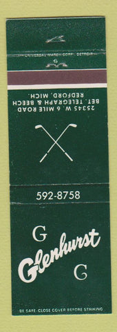 Matchbook Cover - Glenhurst Country Club Redford MI