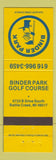 Matchbook Cover - Binder Park Golf Course Battle Creek MI