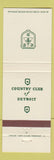 Matchbook Cover - Country Club of Detroit MI