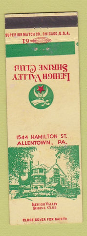 Matchbook Cover - Lehigh Valley Shrine Club Allentown PA