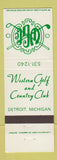 Matchbook Cover - Western Golf and Country Club Detroit MI