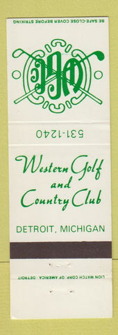 Matchbook Cover - Western Golf and Country Club Detroit MI