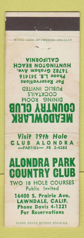 Matchbook Cover - Alondra Park Country Club Lawndale CA WEAR