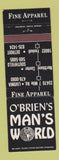 Matchbook Cover - O'Brien's Man's World men's clothes Detroit Livonia MI