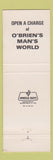 Matchbook Cover - O'Brien's Man's World men's clothes Detroit Livonia MI