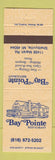 Matchbook Cover - Bay Pointe Restaurant Shelbyville MI