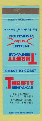 Matchbook Cover - Thrifty Rent a Car Saginaw Flint MI