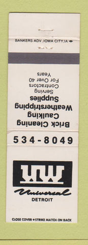 Matchbook Cover - Universal Detroit MI Weatherstripping