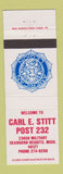 Matchbook Cover - American Legion Carl Stitt Dearborn Heights MI