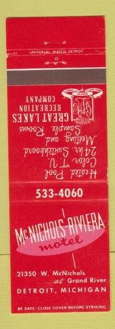 Matchbook Cover - McNichols Riviera Motel Detroit MI