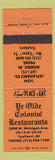 Matchbook Cover - Ye Olde Colonial Restaurants Ypsilanti MI Monroe ORANGE
