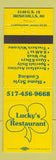 Matchbook Cover - Lucky's Restaurant Irish Hills MI