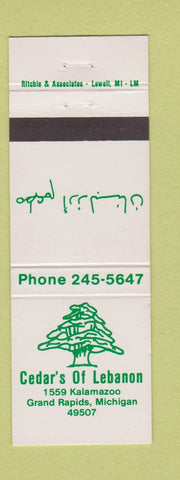 Matchbook Cover - Cedar's of Lebanon Grand Rapids MI