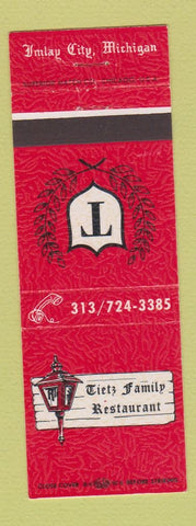 Matchbook Cover - Tietz Family Restaurant Imlay City MI