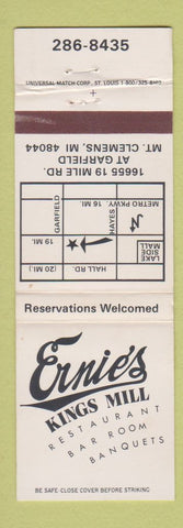 Matchbook Cover - Ernie's Kings Mill Restaurant Mount Clemens MI WEAR