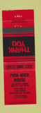 Matchbook Cover - Pick Wick House Houghton Lake MI