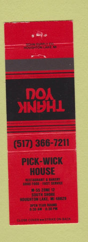 Matchbook Cover - Pick Wick House Houghton Lake MI