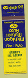 Matchbook Cover - Gabier's Insurance Agency Mesick MI Michigan Mutual