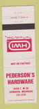 Matchbook Cover - Pederson's Hardware Hamberg MI