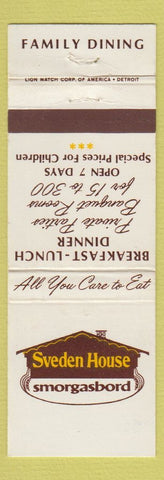 Matchbook Cover - Sveden House Smorgasbord Kalamazoo Saginaw Lansing MI