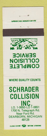 Matchbook Cover - Schrader Collision Inc Dearborn MI