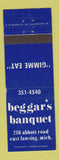 Matchbook Cover - Beggar's Banquet Restaurant East Lansing MI WEAR