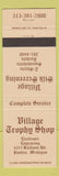 Matchbook Cover - Village Trophy Shop Pontiac MI