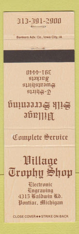 Matchbook Cover - Village Trophy Shop Pontiac MI