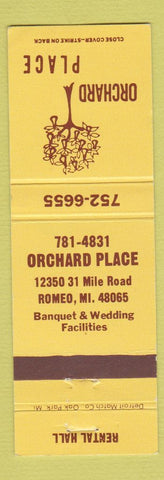 Matchbook Cover - Orchard Place Rental Hall Romeo MI