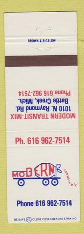 Matchbook Cover - Modern Transit Mix Concrete Battle Creek MI