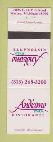 Matchbook Cover - Andiamo Italian Restaurant Warren MI