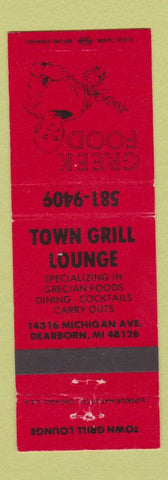Matchbook Cover - Town Grill Lounge Greek Dearborn MI