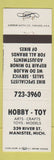 Matchbook Cover - Hobby Toy Arts Crafts Manistee MI