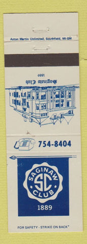 Matchbook Cover - Saginaw Club MI