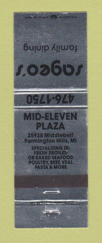 Matchbook Cover - Sageo's Family Restaurant Farmington Hills MI