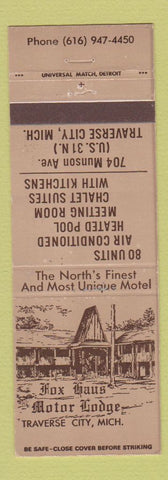 Matchbook Cover - Fox House Motor Lodge Traverse City MI
