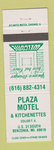 Matchbook Cover - Plaza Motel Benzonia MI