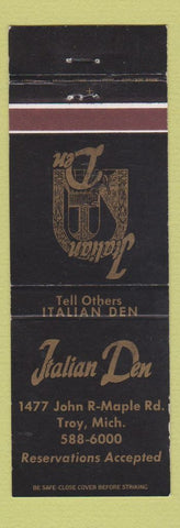 Matchbook Cover - Italian Den Troy MI
