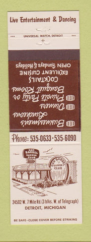 Matchbook Cover - Oak Barrel Supper Club Detroit MI