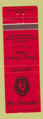 Matchbook Cover - The Paradise Italian Restaurant Detroit MI