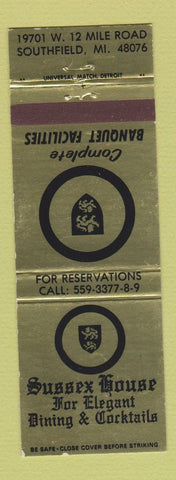 Matchbook Cover - Sussex House Southfield MI