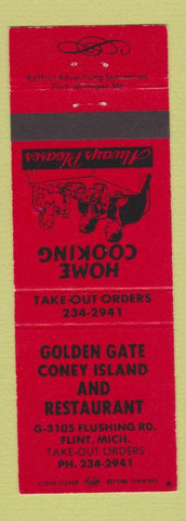 Matchbook Cover - Golden Gate Coney Island Restaurant Flint MI