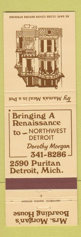 Matchbook Cover - Mrs. Morgan's Boarding House Detroit MI