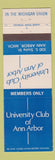 Matchbook Cover - University Club of Ann Arbor MI