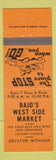 Matchbook Cover - Bajo's West Side Market Decatur MI