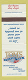 Matchbook Cover - Tom's Oyster Bar Grosse Pointe Royal Oak Southfield Detroit MI