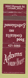 Matchbook Cover - Adams Towne House Livonia MI